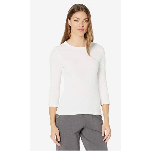 Lilla P‎ Cotton White Long Sleeve 3/4 Crewneck Basic Tee Size XS - Picture 1 of 11